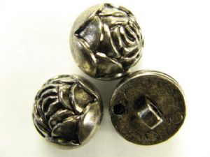 Kugelknopf Metall mit Öse 14 mm, Blumenrelief