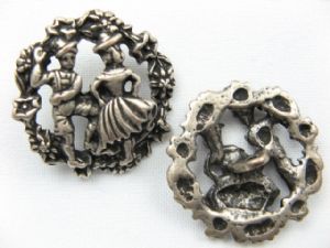 Metallknopf mit Öse 30.5 mm, tanzendes Paar